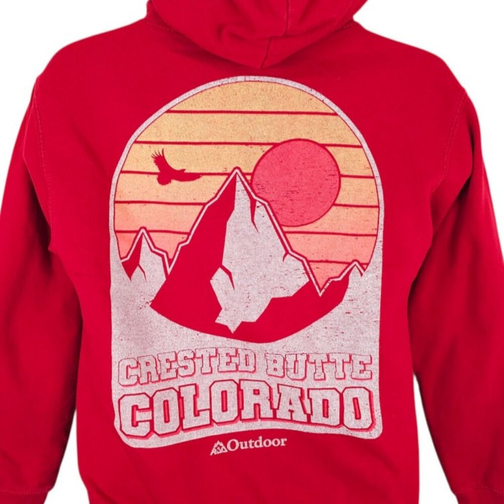 Crested Butte Sweatshirt Hoodie Mens Size Small Red Rocky Mountains Colorado